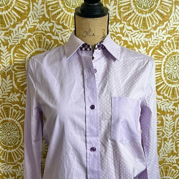 NWOT Le Superbe Ex-Boyfriend Double Cuff Button Down Shirt in Lavender Fields 0 - Picture 9 of 16